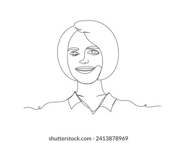 Continuous one line art woman pose isolated vector illustration on white background.
