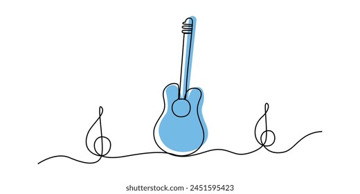 Continuous one line art world music day vector art illustration