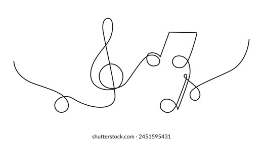 Continuous one line art world music day sketch illustration