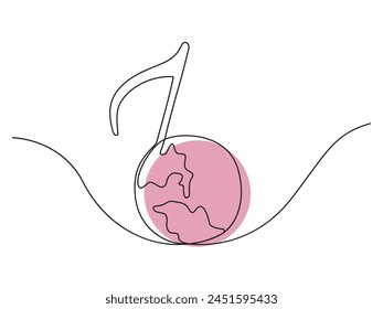 Continuous one line art world music day sketch