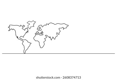 Continuous one line art world map