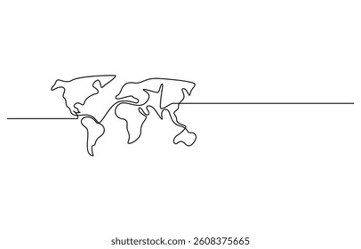 Continuous one line art world map