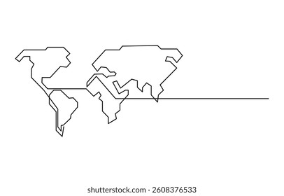 Continuous one line art world map