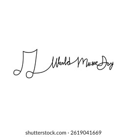 Continuous one line art world music day sketch