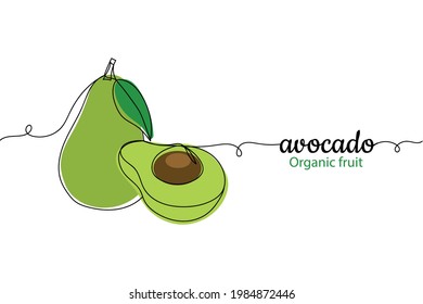 Kontinuierlich eine Linie Avocado Früchte in Silhouette. Linear stilisiert. Minimalistisch. Avocado für Bio-Früchte