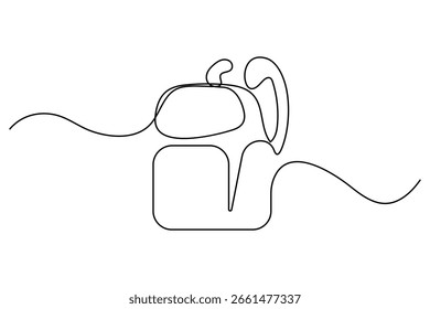 Desenho contínuo de uma mochila linha. Esboço de bolsa de escola no estilo moderno de contorno. Arte vetorial editável.
