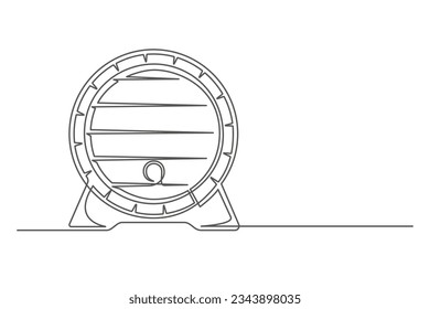 Continuous one line barrel keg. Vintage barrel keg isolated on a white background. Beer brewer concept. Vector illustration