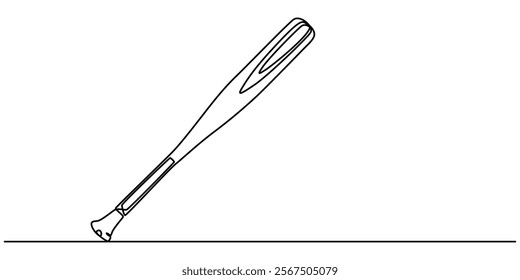 continuous one line baseball bat. single vector baseball bat.icon of baseball bat drawn vector. isolated white background, Baseball bat one art. Continuous drawing of wooden, pitcher outline pro.