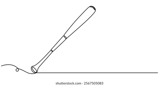 continuous one line baseball bat. single vector baseball bat.icon of baseball bat drawn vector. isolated white background, Baseball bat one art. Continuous drawing of wooden, pitcher outline pro.