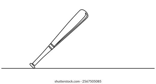 continuous one line baseball bat. single vector baseball bat.icon of baseball bat drawn vector. isolated white background, Baseball bat one art. Continuous drawing of wooden, pitcher outline pro.