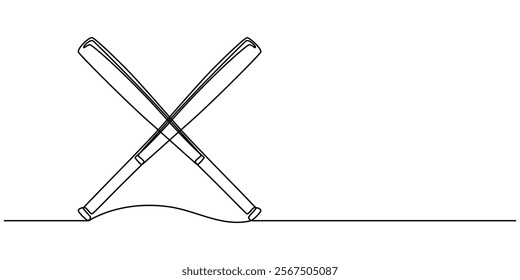 continuous one line baseball bat. single vector baseball bat.icon of baseball bat drawn vector. isolated white background, Baseball bat one art. Continuous drawing of wooden, pitcher outline pro.