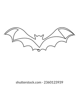 Continuous one line  bat drawing vector art illustration