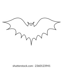 Ilustración continua de dibujo de un murciélago de línea vectorial