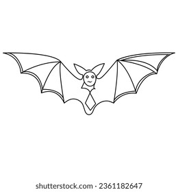 Continuous one line  bat drawing vector art illustration