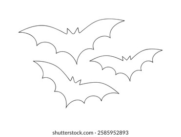 Continuous One Line Bats | Minimalist Flying Animal Vector Illustration