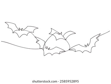 Continuous One Line Bats | Minimalist Flying Animal Vector Illustration