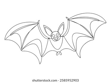 Continuous One Line Bats | Minimalist Flying Animal Vector Illustration