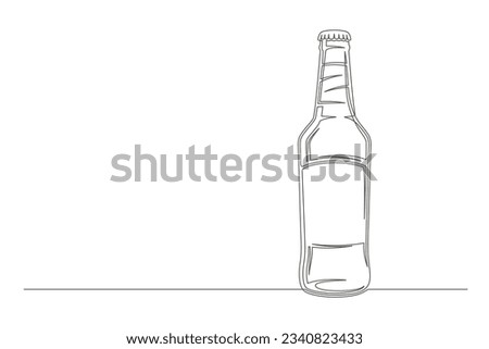 Continuous one line beer bottle. Vintage bottle isolated on a white background. Beer brewer concept. Vector illustration