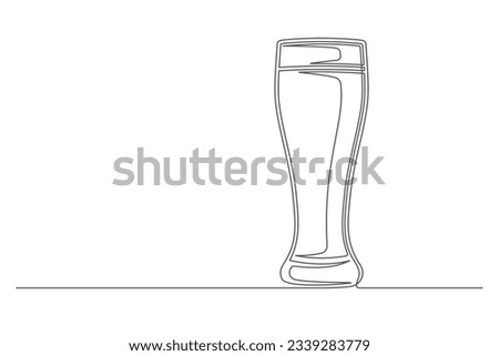 Continuous one line beer glass. Vintage glass isolated on a white background. Beer brewer concept. Vector illustration