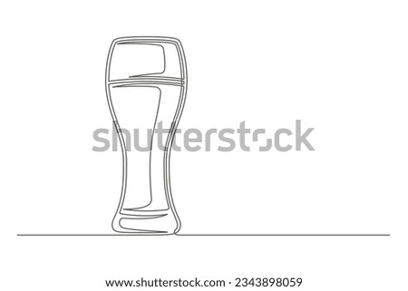Continuous one line beer glass. Vintage glass isolated on a white background. Beer brewer concept. Vector illustration