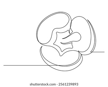 Continuous one line bell pepper isolated on white background. Simple vegetable silhouette. Hand drawn bell pepper outline. Vector illustration