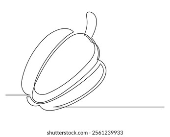 Continuous one line bell pepper isolated on white background. Simple vegetable silhouette. Hand drawn bell pepper outline. Vector illustration