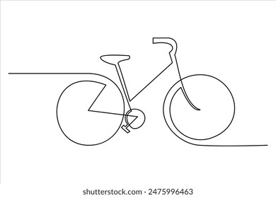 Continuous one line bicycle outline vector art illustration 