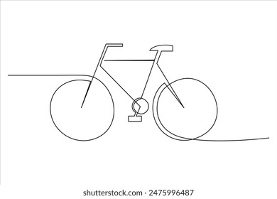 Continuous one line bicycle outline vector art illustration 