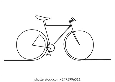 Continuous one line bicycle outline vector art illustration 