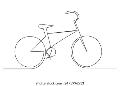 Continuous one line bicycle outline vector art illustration 