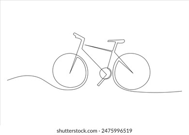 Continuous one line bicycle outline vector art illustration 