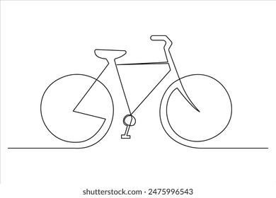 Continuous one line bicycle outline vector art illustration 