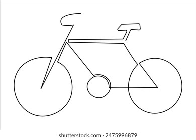 Continuous one line bicycle outline vector art illustration