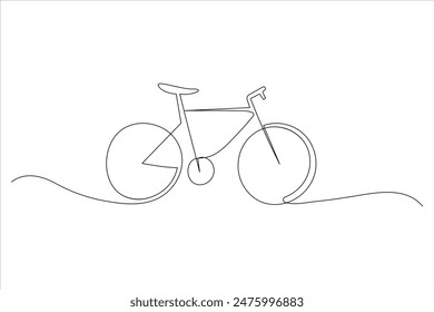 Continuous one line bicycle outline vector art illustration