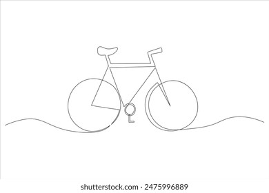 Continuous one line bicycle outline vector art illustration