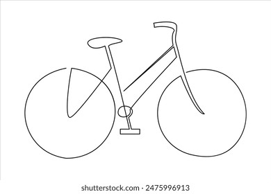 Continuous one line bicycle outline vector art illustration