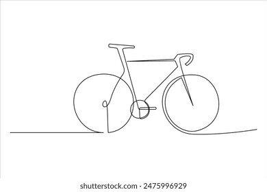 Continuous one line bicycle outline vector art illustration