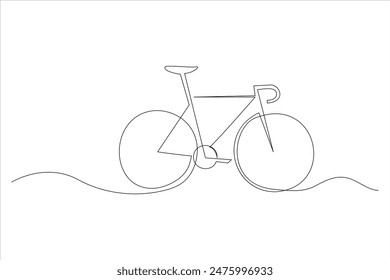 Continuous one line bicycle outline vector art illustration