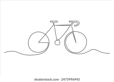 Continuous one line bicycle outline vector art illustration