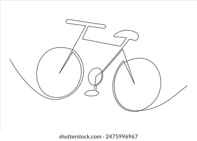 Continuous one line bicycle outline vector art illustration