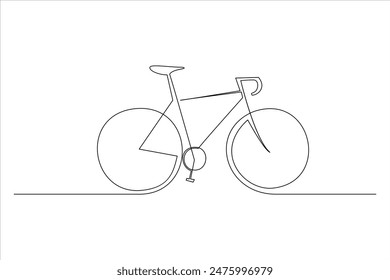 Continuous one line bicycle outline vector art illustration