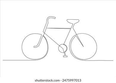 Continuous one line bicycle outline vector art illustration