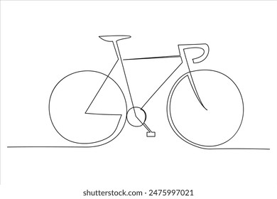 Continuous one line bicycle outline vector art illustration