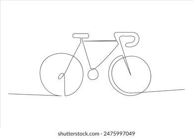 Continuous one line bicycle outline vector art illustration