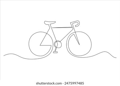 Continuous one line bicycle outline vector art illustration
