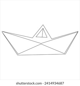 Continuous one line boat drawing out line vector illustration design