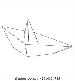 Continuous one line boat drawing out line vector illustration design