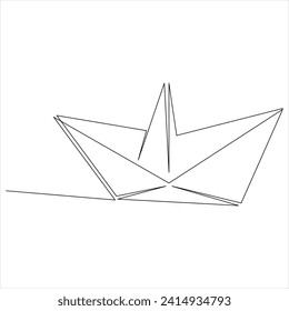 Continuous one line boat drawing out line vector illustration design