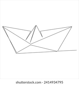 Continuous one line boat drawing out line vector illustration design