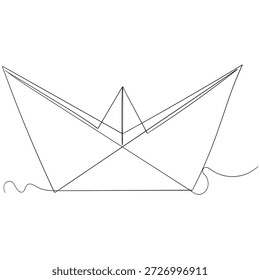 Um barco de linha contínua desenhando o projeto de ilustração de vetor de linha